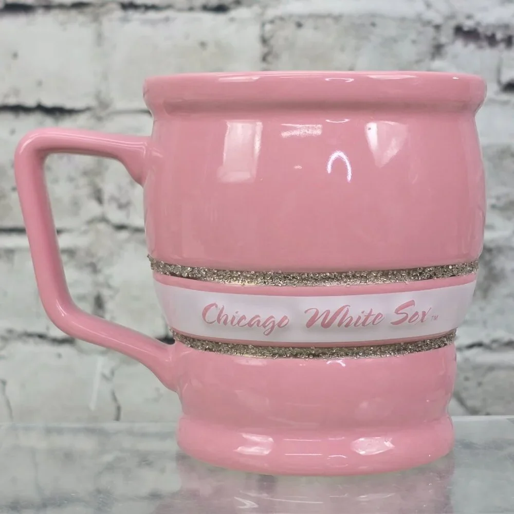 Chicago White Sox Pink Bling Coffee Mug Women’s MLB Baseball Ceramic Cup‎ EUC